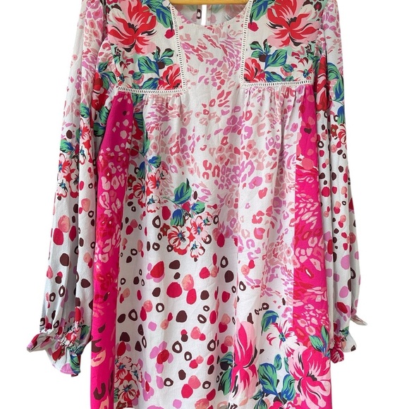 Umgee size XL women’s Floral Pink and White Blouse LS pink - Picture 2 of 11